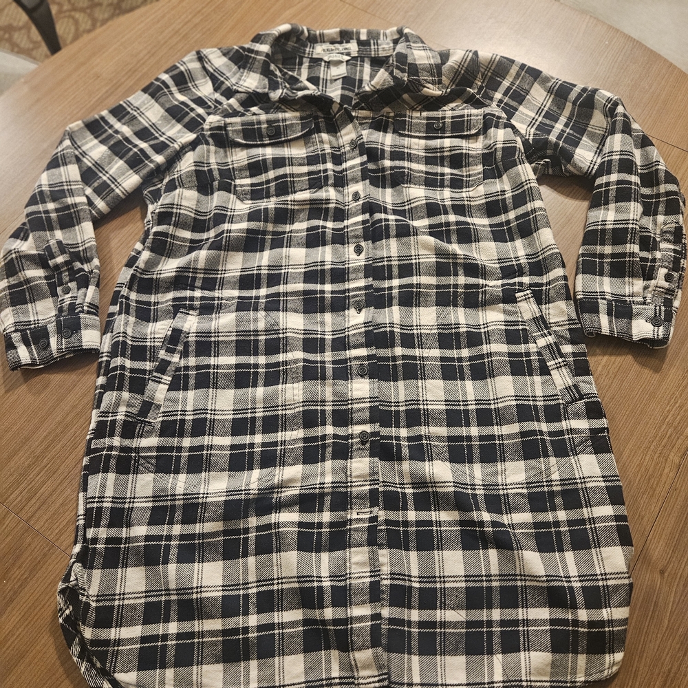 Black and White Plaid Shirt Dress